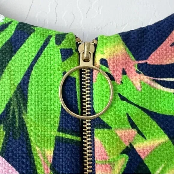 JUST...TAYLOR Floral Basketweave Cotton Stretch Sheath Dress Exposed Zipper NWT - Picture 6 of 10